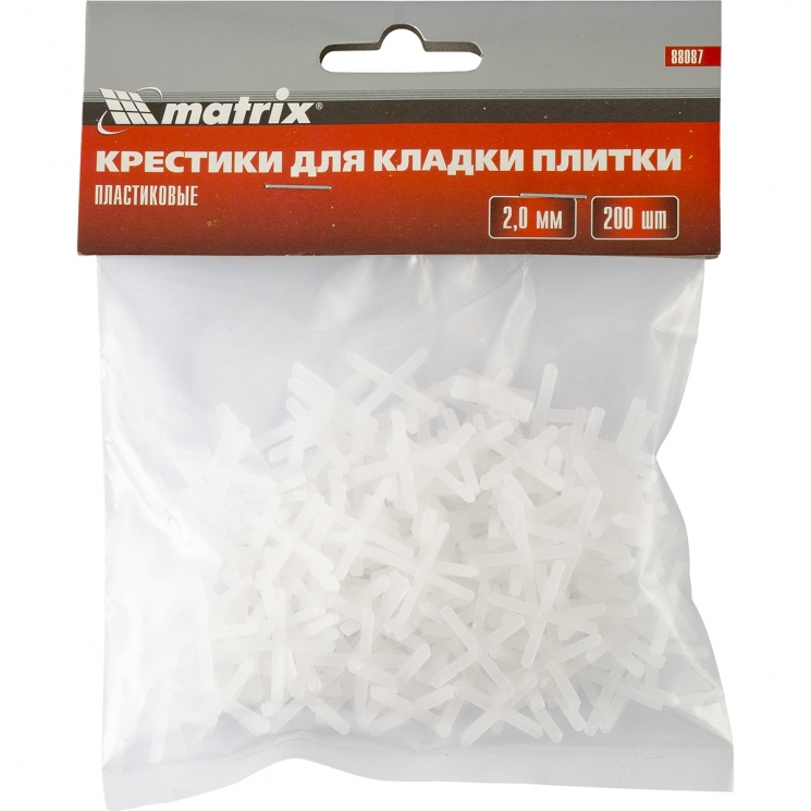 Крестики, 2 мм, для кладки плитки, упаковка 200 шт Matrix